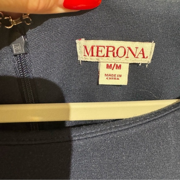 Bundle of 2 Merona Navy and Black Striped Long Sleeve Dresses. Size Medium - Picture 3 of 16